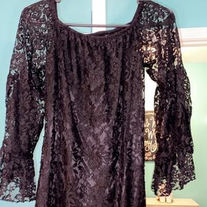 black lace mini dress